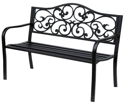 Produktbild von 2-Sitzer Gartenbank Parkbank mit ausziehbarem Tisch Sitzbank Bank 240kg belastbar Terrassenbank mit Rücken- & Armlehnen Gartenmöbel für Terrasse, Garten Außenbereich 150x58,5x90 cm Schwarz