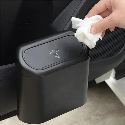 Immagine prodotto di Contenitore per rifiuti a forma di auto, con coperchio, a prova di perdite, contenitore sospeso, colore nero