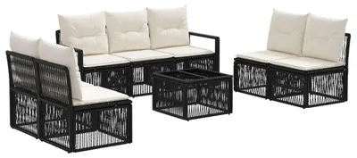 Immagine prodotto di vidaXL Set di divani da giardino 8 pezzi in polirattan nero
