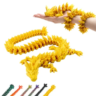 Produktbild von 3D Drache – Drachenskulptur 60 cm | Bewegliche Figur für Kinder, Sammler & Fantasy-Fans – Gold