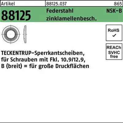Produktbild von Sperrkantscheibe R 88125 NSK-B 10 Federstahl zinklamellenbeschichtet