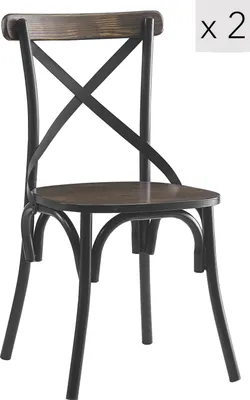Produktbild von Esszimmerstühle (2er Set) aus Holz und Metall Grau