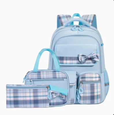 Produktbild von Schulrucksack Mädchen,3-Teilig Kinderrucksack für Schule Reisen,Große Kapazität Schulrucksack Teenager, Rucksack für Mädchen 9-16 Jahre Blau