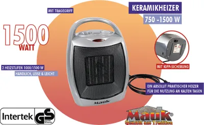Produktbild von Mauk Heizer / Heizlüfter Tragbarer Keramikheizer 1500W Mini