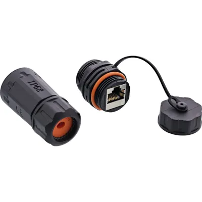 Produktbild von InLine Patchkabelkupplung Cat.6A, wasserdicht IP68, 2x RJ45 Buchse, geschirmt, RJ45 female, Schwarz