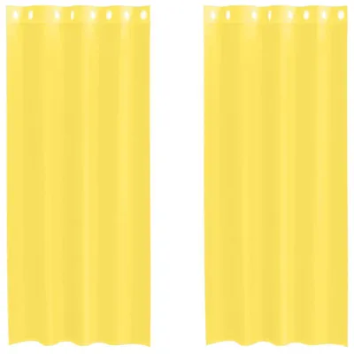 Image de vidaXL Voile Rideaux avec oeillets 2 pcs. Jaune