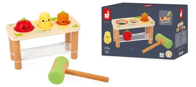 Image de Jeu de marteau de la ferme Janod - Jouets de motricité en bois pour enfants