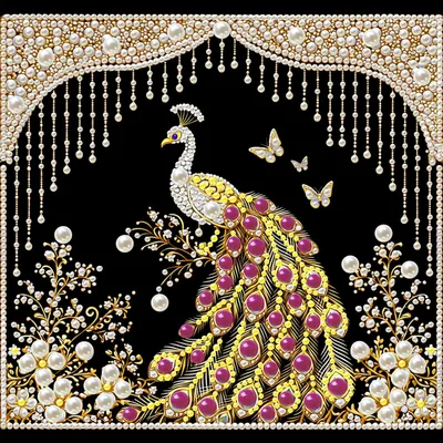 Perlen-Diamond-Painting-Set, Pfauenfeder, 3D-Tierperlen, DIY