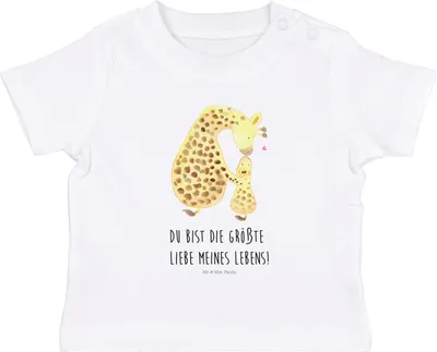Produktbild von Mr. & Mrs. Panda  T-Shirt Giraffe Kind 12. - 18. Monat - Weiß - Geschenk, Baby Kurzarmshirt, Shirt, Lieblingsmensch, Babyshirt, Sohn, Afrika, Tochter, Mama, Kinder