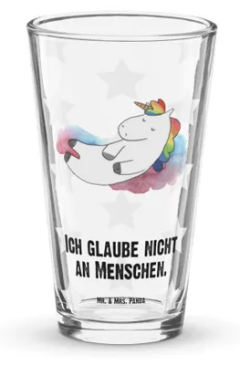 Produktbild von Mr. & Mrs. Panda Glas Einhorn Wolke 7 - Transparent - Geschenk, Tumbler, Einhörner, Longdrinkglas, Unicorn, Witzig, Cocktailglas, Bierglas, Lustig, Pintglas