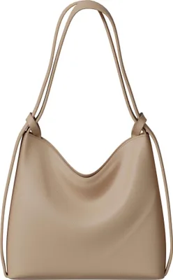 Produktbild von Damen Shopper Tasche groß Hobo Bag – vegane Leder Schultertasche mit Rucksackfunktion Taupe