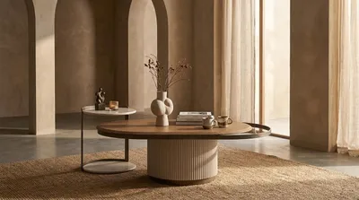 Produktbild von Couchtisch Set mit Beistelltisch Holz Modern Design