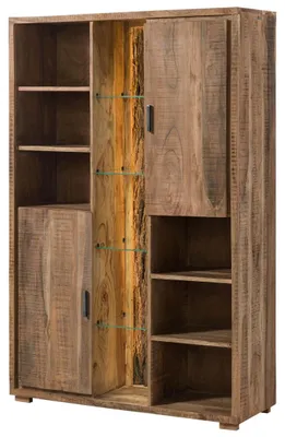 Immagine prodotto di MASSIVMOEBEL24 | BARK #101 Scaffale in legno di acacia laccato / natur 118x40x180