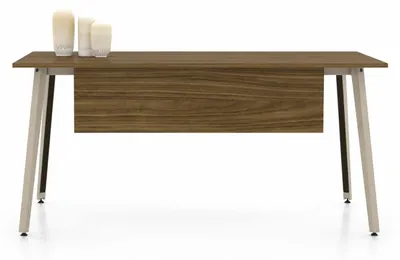 Immagine prodotto di Scrivania da ufficio, scrivania in legno color marrone, postazione di lavoro moderna, stabile