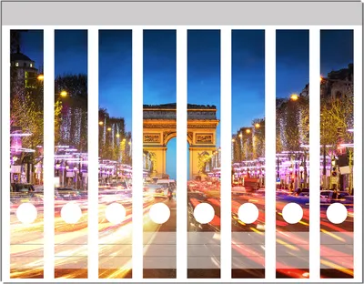 Produktbild von Wallario Ordnerrücken Sticker, selbstklebend für schmale Ordner, 8 Stück, Motiv Arc de triomphe in Paris bei Nacht