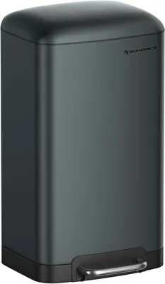 Produktbild von Mülleimer mit Pedal, 30 Liter – Küchenmülleimer mit Soft-Close-Deckel und Inneneimer – Stahl – Grau