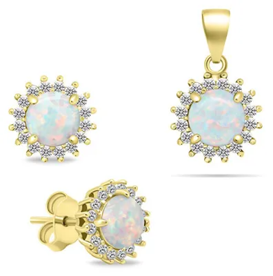 Immagine prodotto di Bellissimo set di gioielli in opale placcato oro SET231Y (orecchini, ciondolo)