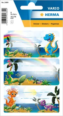 Produktbild von HERMA Buchetiketten VARIO "Dinos" 3 Blatt à 3 Etiketten