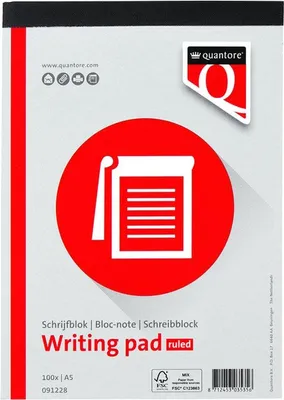 Produktbild von Quantore Schreibblock A5 liniert – 5er-Pack