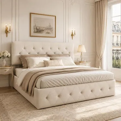 Image de Lit rembourré 160x200 avec espace de rangement, lit double, lit avec mécanisme hydraulique pour espace de rangement, lit pour adolescents avec tête de lit et sommier à lattes, cadre de lit pour adultes, velours (beige, 160 x 200 cm)
