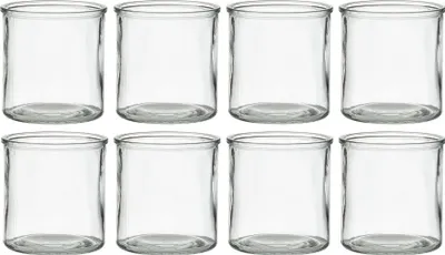 Produktbild von 8 x Windlichter in klassischer Zylinderform Ø 8 cm - H 10 cm Windlichthalter Teelichtgläser Kerzengläser Kerzen Teelichthalter Vasen
