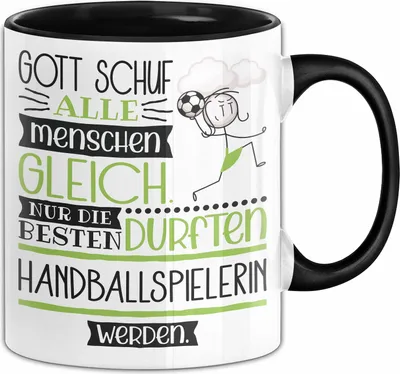 Produktbild von Handballspielerin Geschenk Becher Tasse Gott Schuf Alle Menschen Gleich Nur Die Besten Durfeten Handballspielerin Werden Geschenkidee Lustig (Schwarz)