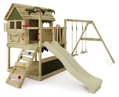Immagine prodotto di Torre giochi FATMOOSE TikaTaka Town XXL con altalena, color verde salvia/verde oliva