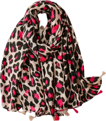 Produktbild von Schal IS-33939 - Rosa mit Leopardenmuster KP33939