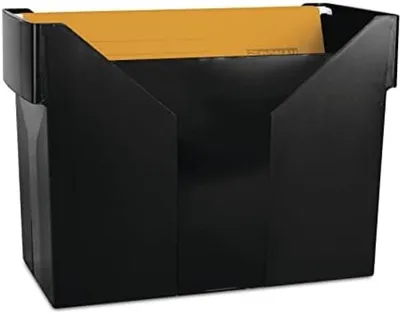 Produktbild von PolkaHome® Hängemappenbox – Robuste Aufbewahrungsbox mit 5 Mappen für A4-Dokumente, 33 x 26 x 16 cm, Schwarz