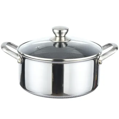 Produktbild von Ø24cm Kochtopf Edelstahl Wabenmuster Induktion Topf mit Glasdeckel Anti Haft Kratzfest Rostfrei