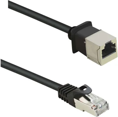 Produktbild von Renkforce RF-4394127 RJ45 Patchkabel CAT 5e F/UTP 5.00 m Schwarz Verlängerungskabel mit Rastnasenschutz, vergoldete Ste