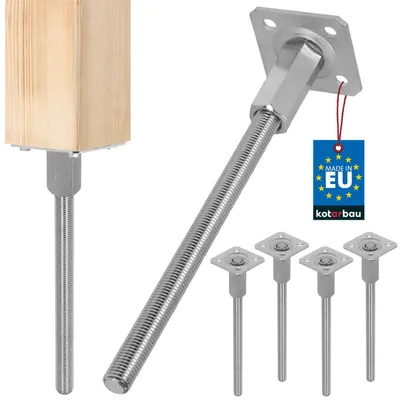 Pfostenträger verstellbar 80x80 mm, 4 Stück, M20x330 mm