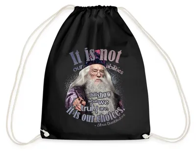 Produktbild von Spreadshirt Harry Potter Albus Dumbledore Zitat Turnbeutel, One size, Schwarz