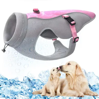 Kühlweste für Hunde, reflektierend, verstellbar, rosa, L