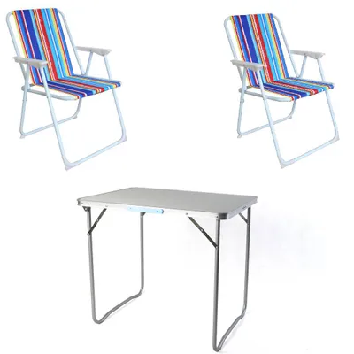 Produktbild von Campingset klappbar 3tlg Campingstuhl Gartenstuhl Regenbogen