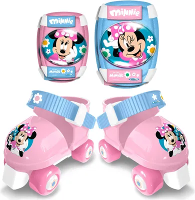 Produktbild von Rollschuhe Minnie, Verstellbare Größe 23/27, Knieschützer und Ellbogenschützer Set, Rosa