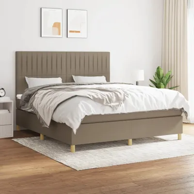 Produktbild von The Living Store Boxspringbett mit Matratze Taupe 180x200 cm Stoff