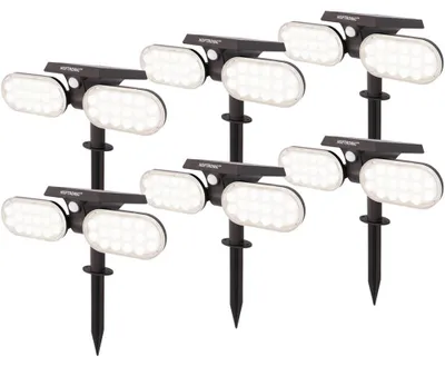 Image de HOFTRONIC - Lot de 6 spots à piquet solaire 2W 6000K 300lm IP65 Noir PIR