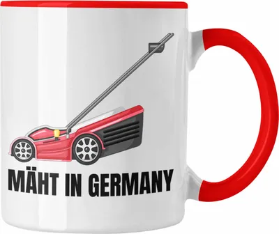 Produktbild von Trendation - Mäht In Germany Tasse Geschenk Gärtner Kaffee-Becher für Hobbygärtner Geschenkidee Geburtstag (Rot)