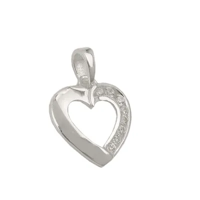 Produktbild von Anhänger 14x14mm Herz mit Zirkonias glänzend Silber 925 silber 14x14mm