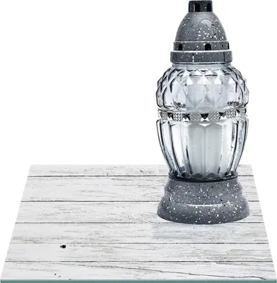 Zdjęcie produktu dla SZKLANA PODSTAWKA POD ZNICZE Z DEDYKACJĄ 30x30cm Deski 102f