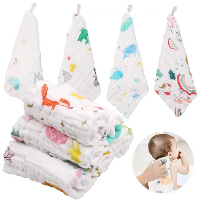 Produktbild von 10 Stš¹ck Baby Musselin Waschlappen, Baumwolle Weiche Baby Handtuch, Mehrzweck Baby Gesichtstš¹che fš¹r Jungen und M?dchen, 30x30 cm