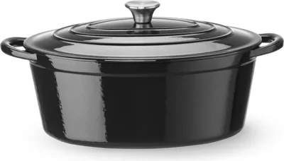 Zdjęcie produktu dla Garnek żeliwny emaliowany HENDI, 6,88 l, czarny, 405 x 255 x (wys.) 134 mm