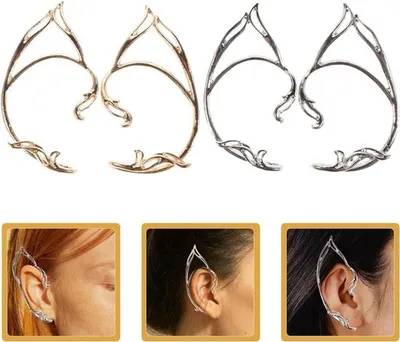 2 Paar Elfenohren Ohrclips für Mädchen - Elfenohren Ohrcuff, Ohrhaken und Ohrwrap für einen märchenhaften Kostümblick bei