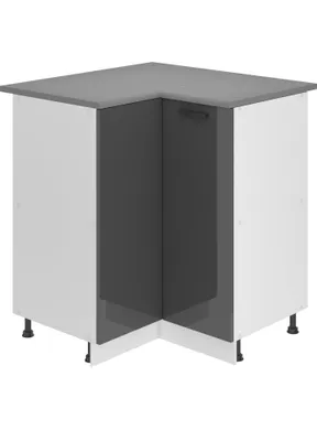 Produktbild von Belini Unterschrank Küche, Küchenunterschrank 90 cm Breite. SNP Küchenunterschrank mit Arbeitsplatte. Eckschrank Küche mit 1 Tür, Silber Hochglanz