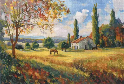 Productafbeelding van Kruissteekset "Herfstpastoraal", patroon inbegrepen, Aida 16, 35x24 cm