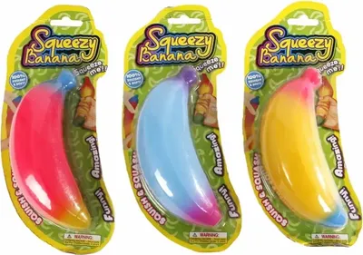 Productafbeelding van Speelfiguur, Squeezy Banana, 14 cm, schuim, roze