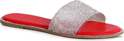 Produktbild von topschuhe24 1787 Damen Glitzer Sandalen Pantoletten, Farbe:Rot, Größe:36 EU