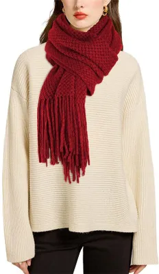Obrázek produktu pro Uniqoos® Elegantní pletený šál s bambulí – 210 x 50 cm, 100%.Polyakryl, lehký a teplý, uni, vhodný pro dámy i pány, v různých barvách
