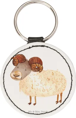 Produktbild von Mr. & Mrs. Panda Schlüsselanhänger Sternzeichen Widder - Weiß - Geschenk, Geburtstag April, anhänger für schlüssel, Taschenanhänger, Schafbock, März, Tierkreiszeichen